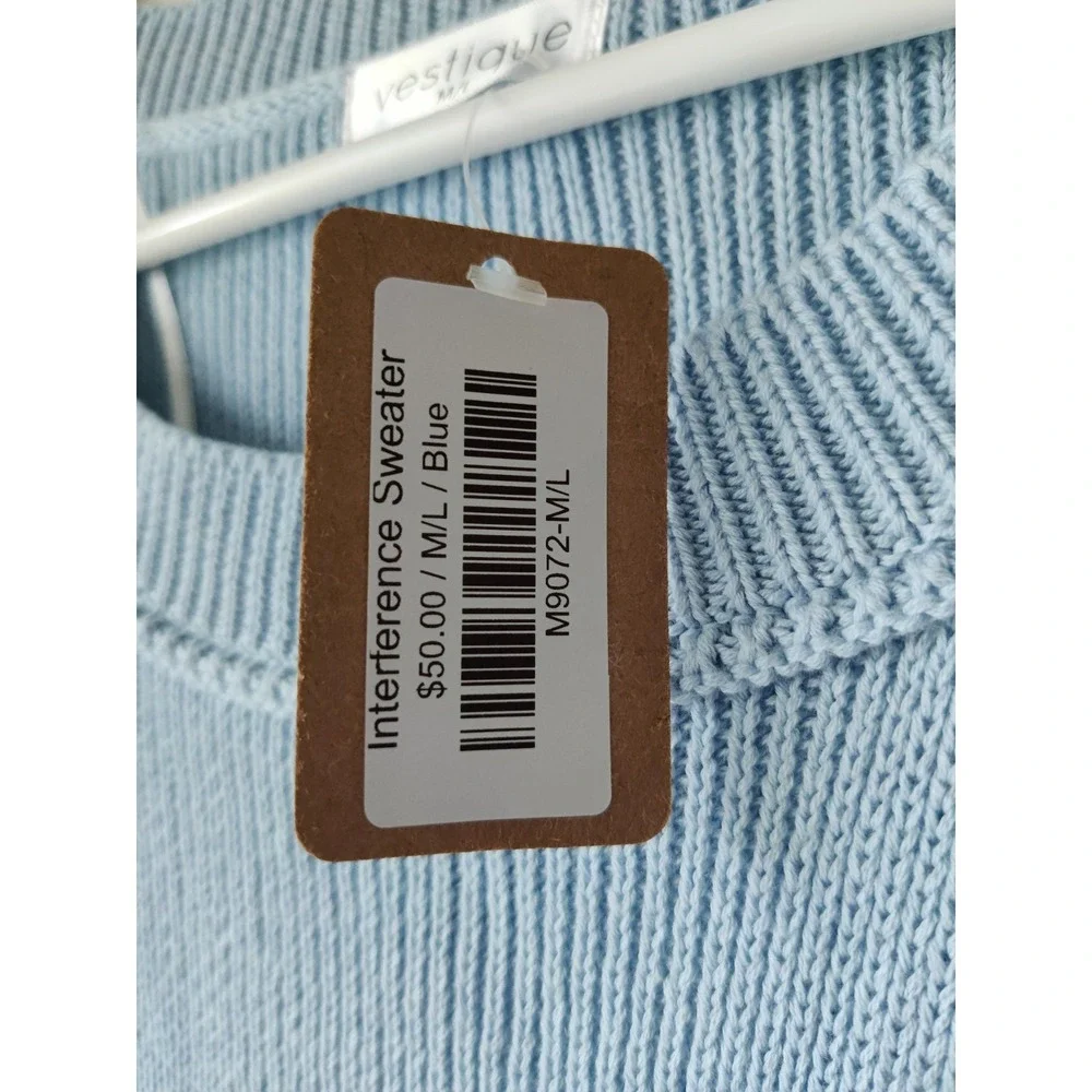 Vestique Women's Oversized Sweater 100%‎ Cotton Blue Size M/L NWT